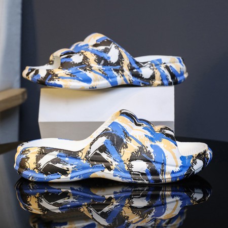 Men's Stylish Graffiti-Printed Elevated Slides - Comfort and Durability Combined