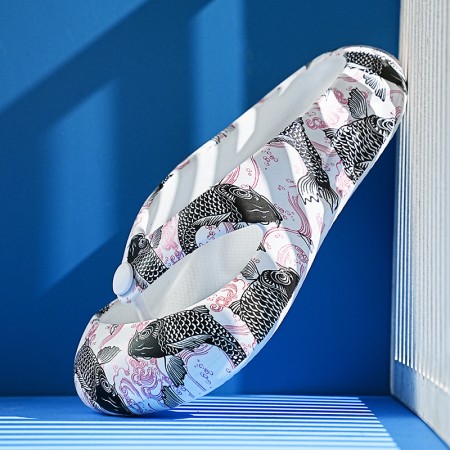 Unisex Outdoor Closed-Toe 'Koi Fish' Slide Sandals - Creative Design, Comfort, and Durability
