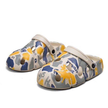 Men's Dual-Purpose Outdoor Clogs with Abstract Graffiti Design