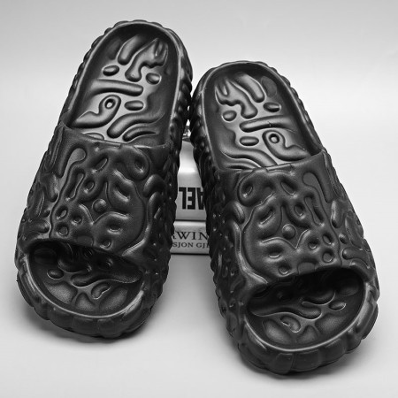 Men's Indoor/Outdoor 3D Embossed Slippers with Ethylene-Vinyl Acetate Soles