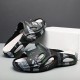 Men's Outdoor and Indoor Slide Sandals with 3.5CM Heel - Letter Print