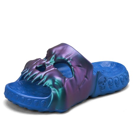 Men's Stylish Skull Design Indoor and Outdoor Slides with Ethylene Vinyl Acetate Soles