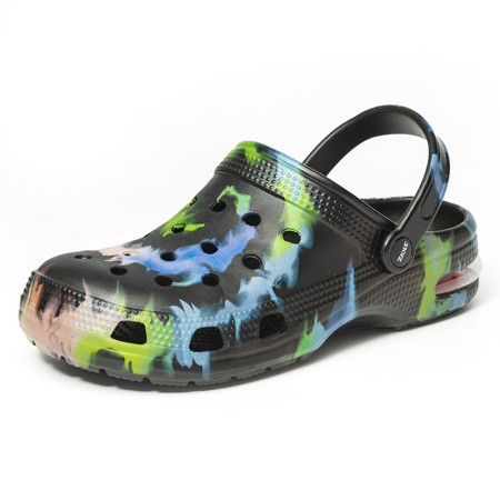 Men's Tie-Dye Garden Wooden Clogs: Comfortable Slip-On Sandals with Air Cushioned Soles