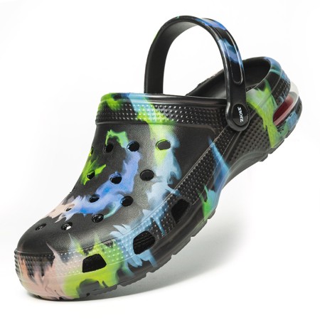 Men's Tie-Dye Garden Wooden Clogs: Comfortable Slip-On Sandals with Air Cushioned Soles
