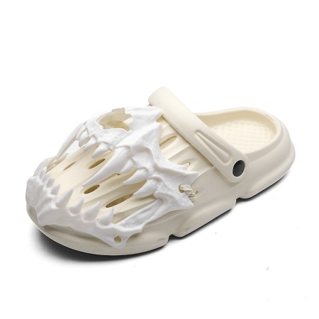 Men's Stylish Outdoor Slip-On Sandals with Skull Design - Comfortable Garden Shoes