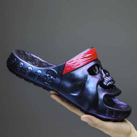 Men's Skull Design Slip-Resistant Flip-Flops - Stylish Comfort for Indoor and Outdoor Activities