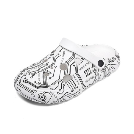 Men's Stylish Slip-On Clogs with Printed Design - Indoor and Outdoor Wooden Shoes