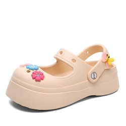 Women's Fashionable Clogs with Ethylene Vinyl Acetate Soles and Flower Accents