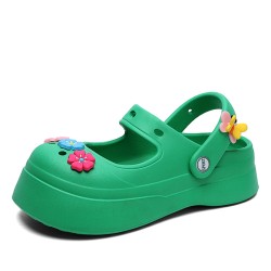 Women's Fashionable Clogs with Ethylene Vinyl Acetate Soles and Flower Accents