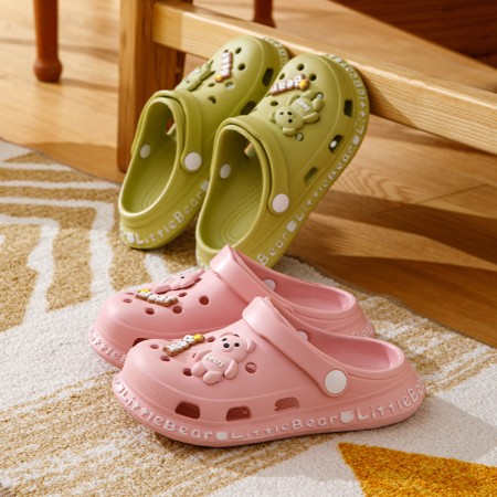 Cute 3D Teddy Bear Kids' Slippers with Ethylene Vinyl Acetate (EVA) Sole - Fun, Easy-Clean, and Comfortable